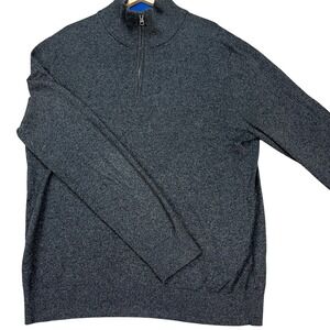 Banana Republic Pullover Mens Medium Charcoal Gray 1/4 Zip Sweater‎ Cashmere EUC